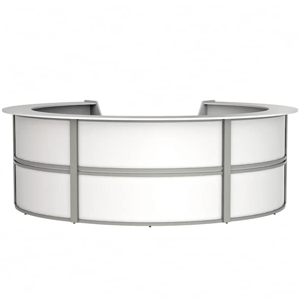 Reception Desk 11.1 ft D X 46 in H, 11.8 ft W X Thermofused Laminate, White